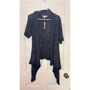 NWT Women's Decree‎ Asymmetrical Cardigan Sweater XL Black Gray